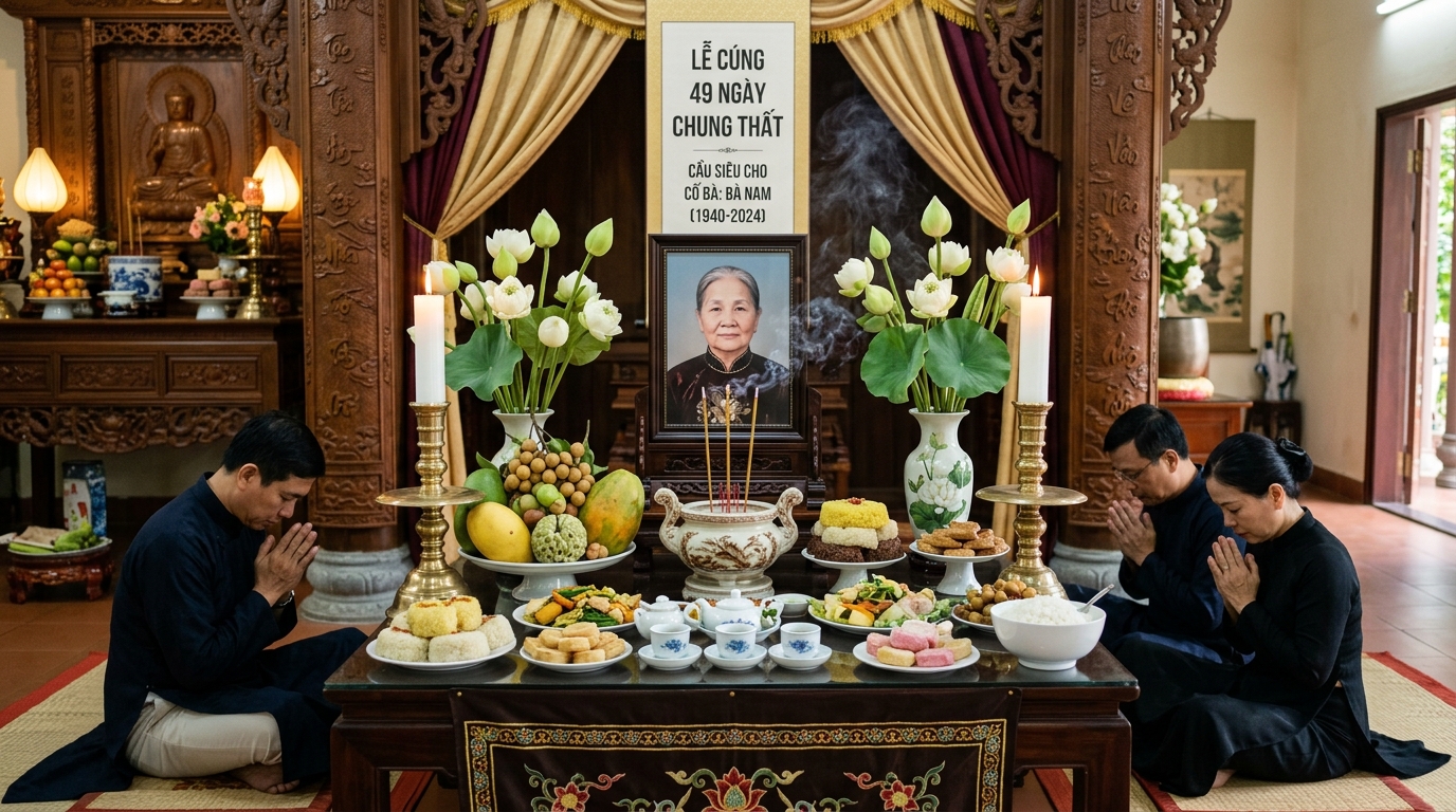 Bài viết chia sẻ kinh nghiệm: Trọn Bộ Văn Khấn Lễ 49 Ngày, 100 Ngày & Giỗ Đầu Chuẩn Nghi Lễ Cổ Truyền Việt Nam 2026 Hình ảnh minh họa bài viết Trọn Bộ Văn Khấn Lễ 49 Ngày, 100 Ngày & Giỗ Đầu Chuẩn Nghi Lễ Cổ Truyền Việt Nam 2026 - Datnghiatrang.vn