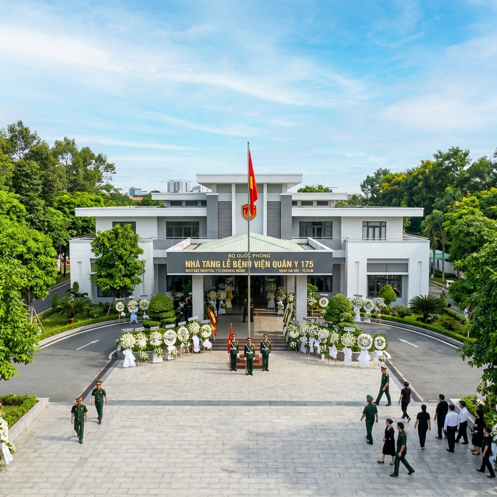 Bài viết kiến thức nghĩa trang & phong thủy: Nhà Tang Lễ Bộ Quốc Phòng (Bệnh Viện Quân Y 175) - Địa Chỉ, SĐT Ban Quản Lý & Quy Định Hình ảnh minh họa bài viết: Nhà Tang Lễ Bộ Quốc Phòng (Bệnh Viện Quân Y 175) - Địa Chỉ, SĐT Ban Quản Lý & Quy Định - Datnghiatrang.vn