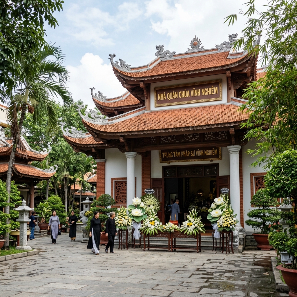 Bài viết kiến thức nghĩa trang & phong thủy: Nhà Tang Lễ Chùa Vĩnh Nghiêm (Vãng Sanh Đường) - Địa Chỉ, SĐT Văn Phòng & Quy Trình Hình ảnh minh họa bài viết: Nhà Tang Lễ Chùa Vĩnh Nghiêm (Vãng Sanh Đường) - Địa Chỉ, SĐT Văn Phòng & Quy Trình - Datnghiatrang.vn